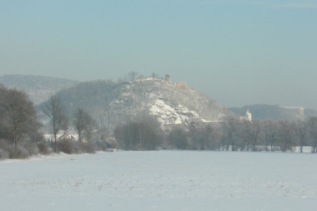 Blick auf Burg, Kirche und Walhalla Donaustauf